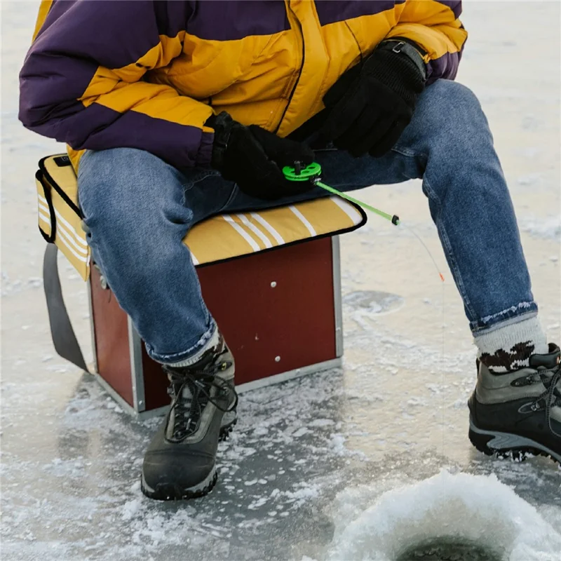 43x43cm Portable Heated Seat Cushion 3 Temperature Modes Magic Tape Pocket Foldable Warming Pad for Camping Car Office - Blue