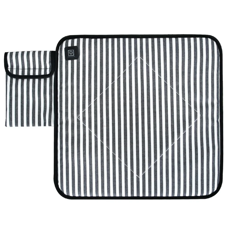 43x43cm Portable Heated Seat Cushion 3 Temperature Modes Magic Tape Pocket Foldable Warming Pad for Camping Car Office - Blue