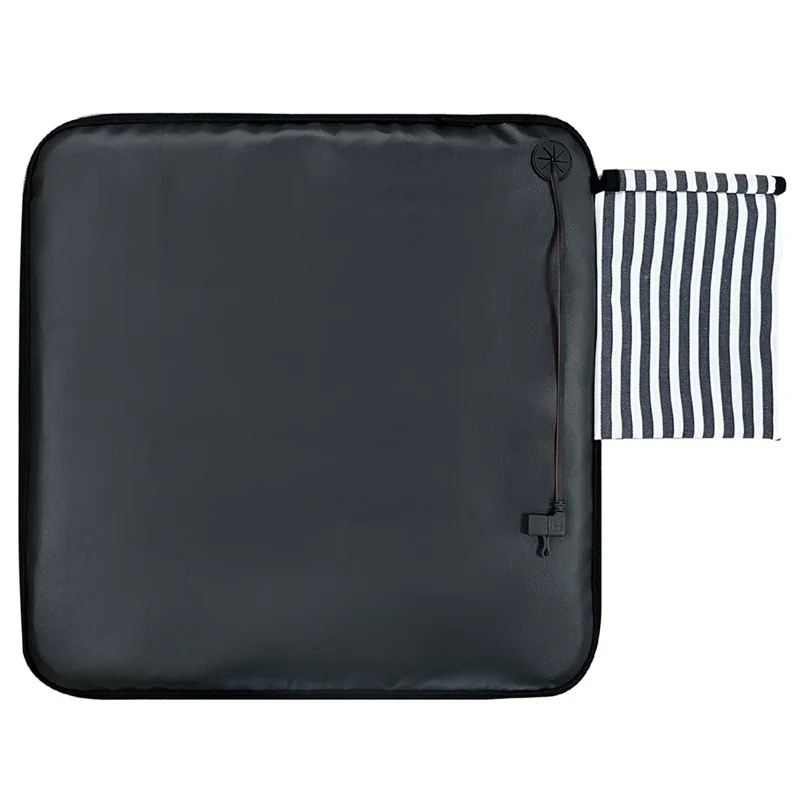 43x43cm Portable Heated Seat Cushion 3 Temperature Modes Magic Tape Pocket Foldable Warming Pad for Camping Car Office - Blue