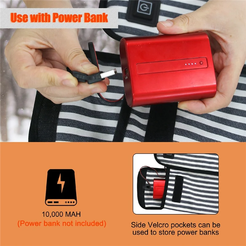 43x43cm Portable Heated Seat Cushion 3 Temperature Modes Magic Tape Pocket Foldable Warming Pad for Camping Car Office - Blue