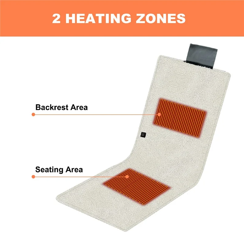 135x48cm Portable Heated Seat Cushion 3-Level Temperature Control Fleece Heating Pad for Sofa Camping Fishing
