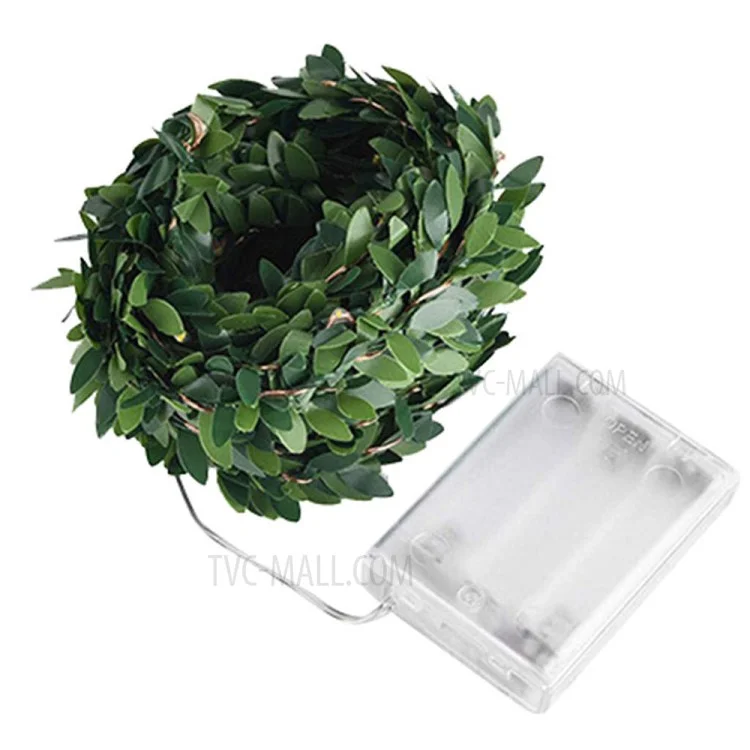 5m 50 Simulação LED LED Folha Verde Rattan Vine String Bateria Operada Por Bateria de Natal Diy Decoração DIY