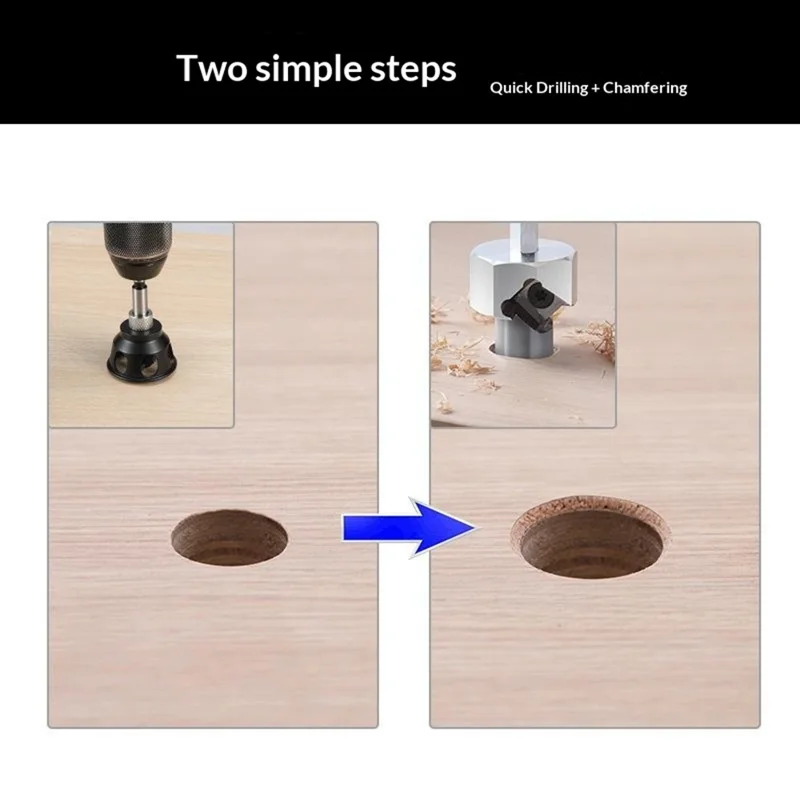 RUITOOL Aluminum Alloy Vertical Drilling Positioning Tool Kit Hole Saw Chamfering Woodworking Tool Set - 20mm Hole  /  Long Drill Bit