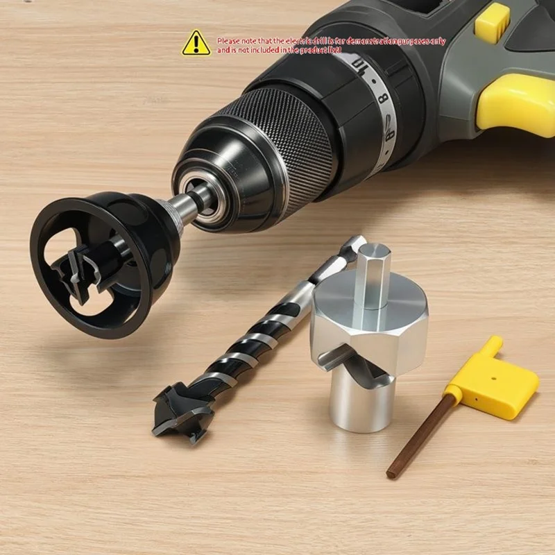 RUITOOL Aluminum Alloy Vertical Drilling Positioning Tool Kit Hole Saw Chamfering Woodworking Tool Set - 20mm Hole  /  Long Drill Bit