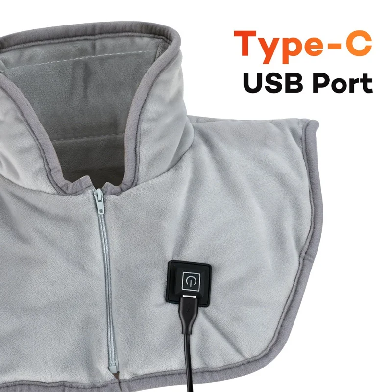 USB-opvarmet shawl i krystalsynt, hals- og skulderopvarmer med 3 temperaturniveauer og NTC-smartstyring - Grå