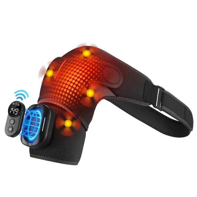 Heating Vibrating Shoulder Wrap with Magnetic Remote Controller 5 Heat Levels for Pain Relief