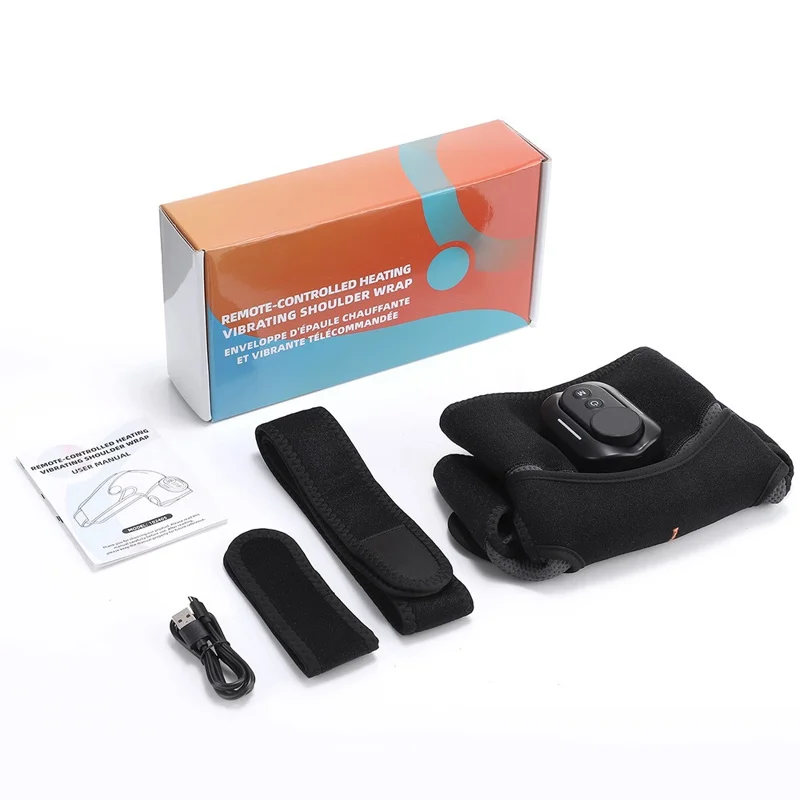 Heating Vibrating Shoulder Wrap with Magnetic Remote Controller 5 Heat Levels for Pain Relief