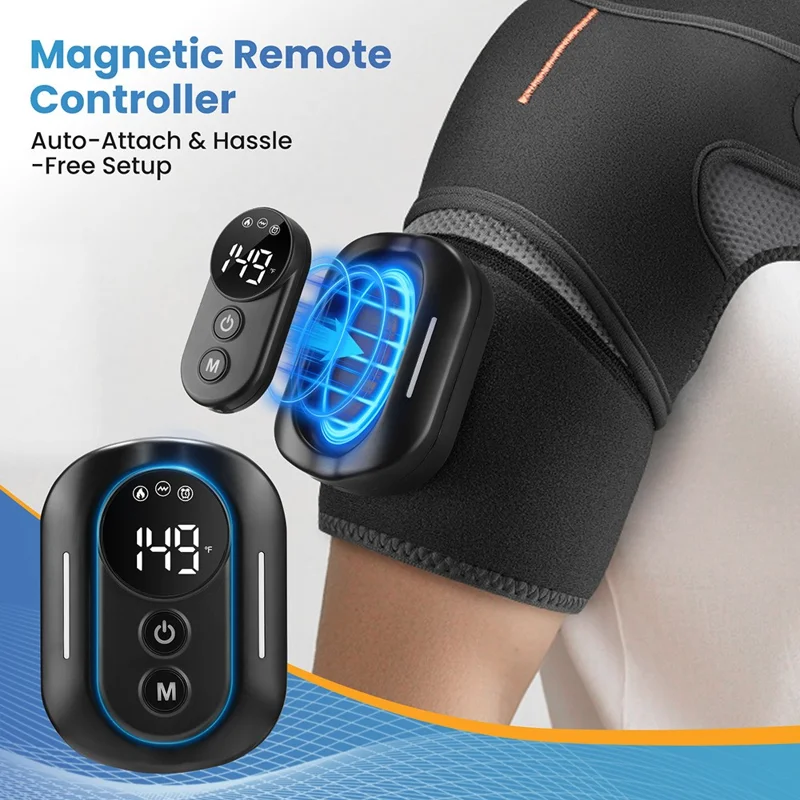 Heating Vibrating Shoulder Wrap with Magnetic Remote Controller 5 Heat Levels for Pain Relief
