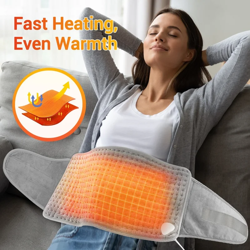 102309 9-Level Heating Belt PTC Control 4 Timers Washable Electric Heating Pad for Waist Back, EU Plug
