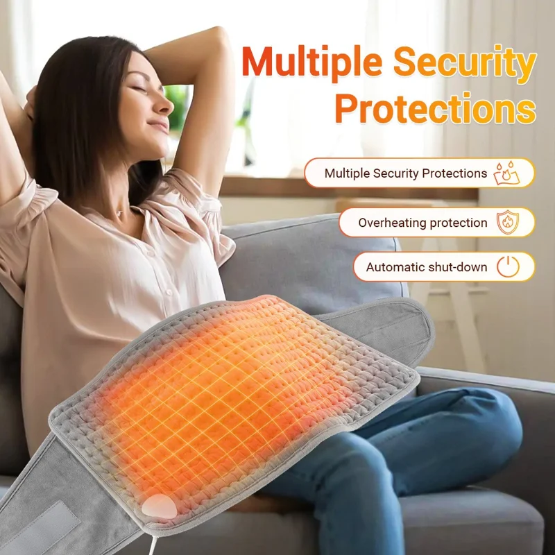102309 9-Level Heating Belt PTC Control 4 Timers Washable Electric Heating Pad for Waist Back, EU Plug