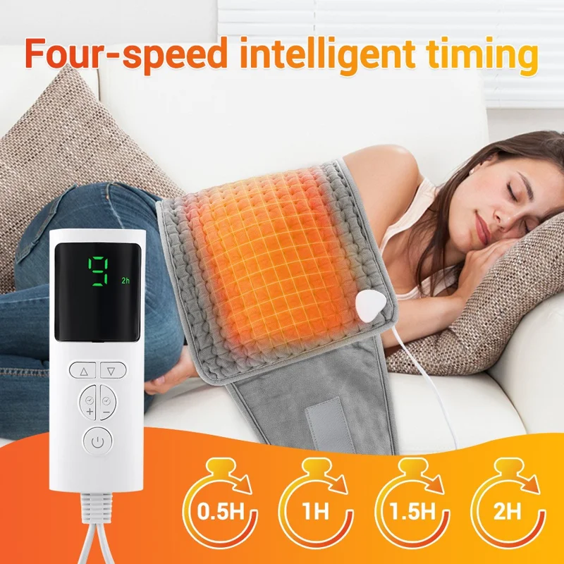 102309 9-Level Heating Belt PTC Control 4 Timers Washable Electric Heating Pad for Waist Back, EU Plug
