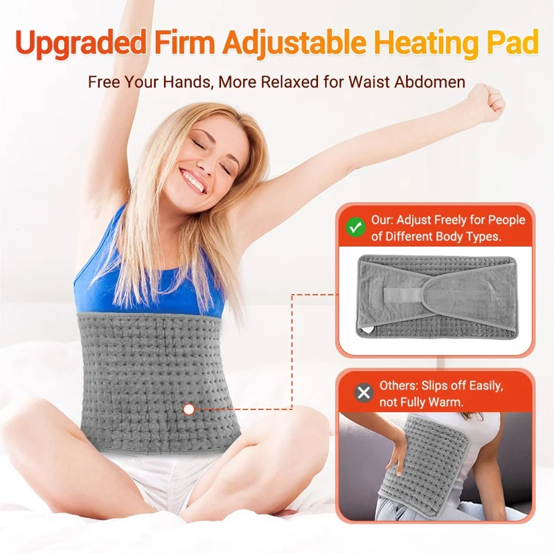 102309 9-Level Heating Belt PTC Control 4 Timers Washable Electric Heating Pad for Waist Back, EU Plug
