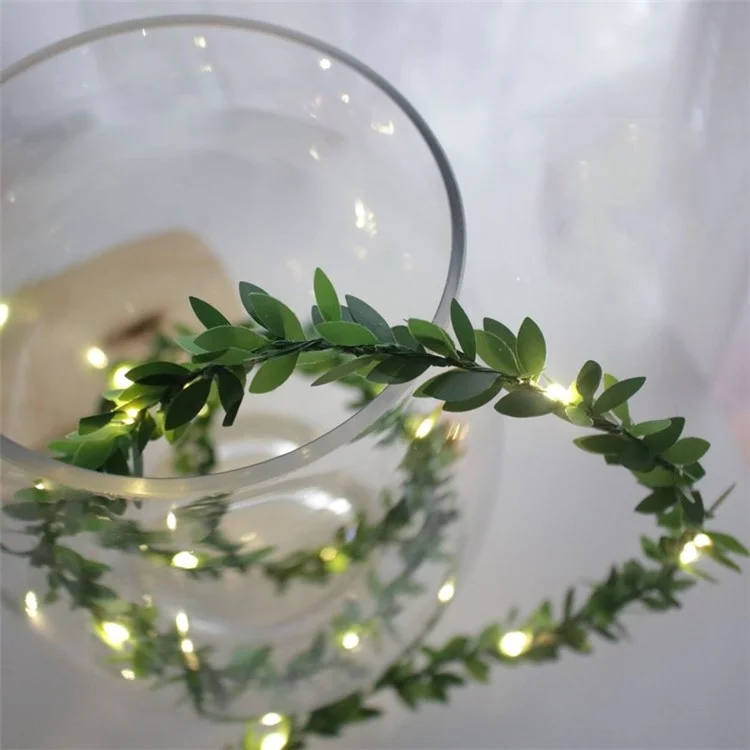 3m 30 LED Christmas Wedding Party DIY Simulation Décorative Green Leaf Vine Vine Battery Fonctionne Copper Wire Light String