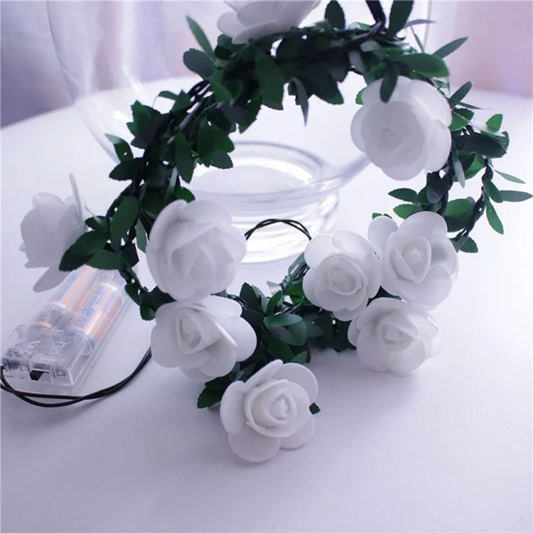 1,5 m 10 LED Artificial Gree Leaf Roard Rose Rose Vine Vine Battered Light String Doy Christmas Party Decor