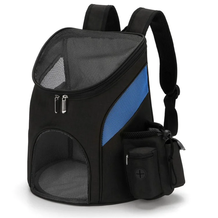 Carrier de Gatos Plegable Carrier de Mascotas Multifuncionales Mochila Para Mascotas de Viaje al Aire Libre, Tamaño L - Azul Negro