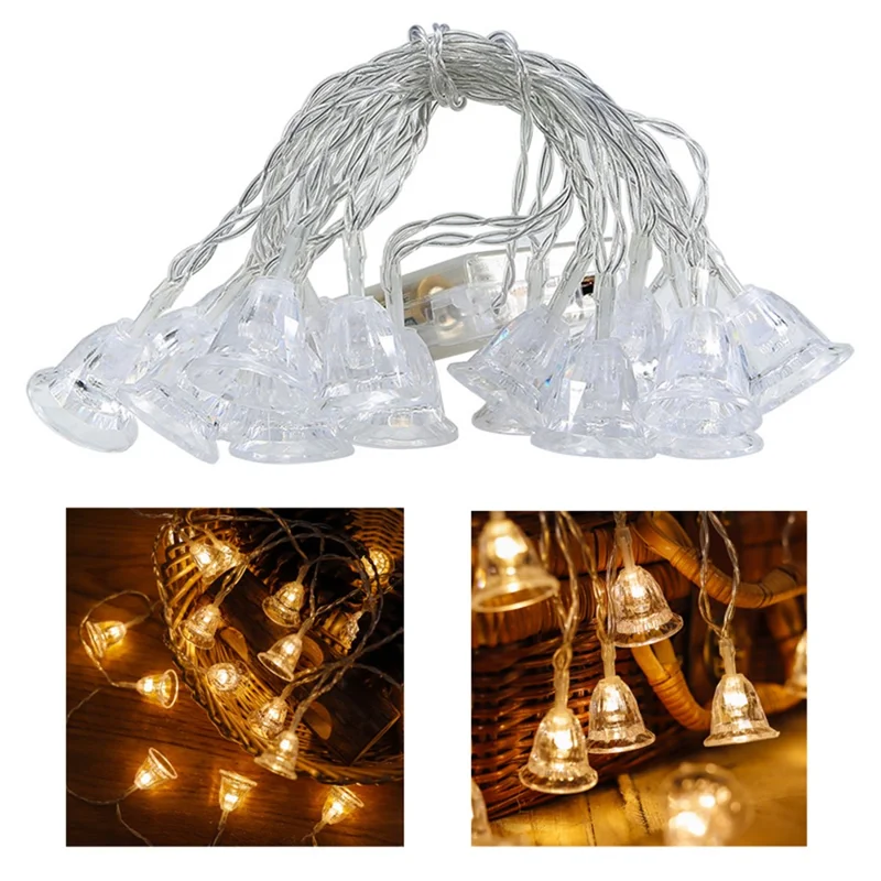4m 40 LED String Light Christmas Wedding Party Waterproof Bell Shaped Garland with Empty Battery Box - Warm White