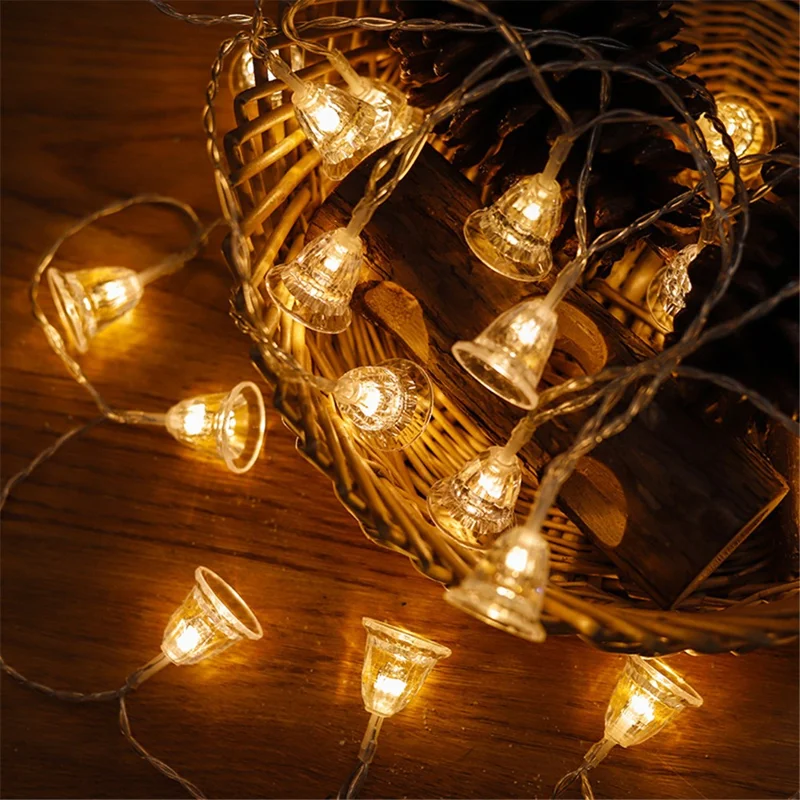 4m 40 LED String Light Christmas Wedding Party Waterproof Bell Shaped Garland with Empty Battery Box - Warm White
