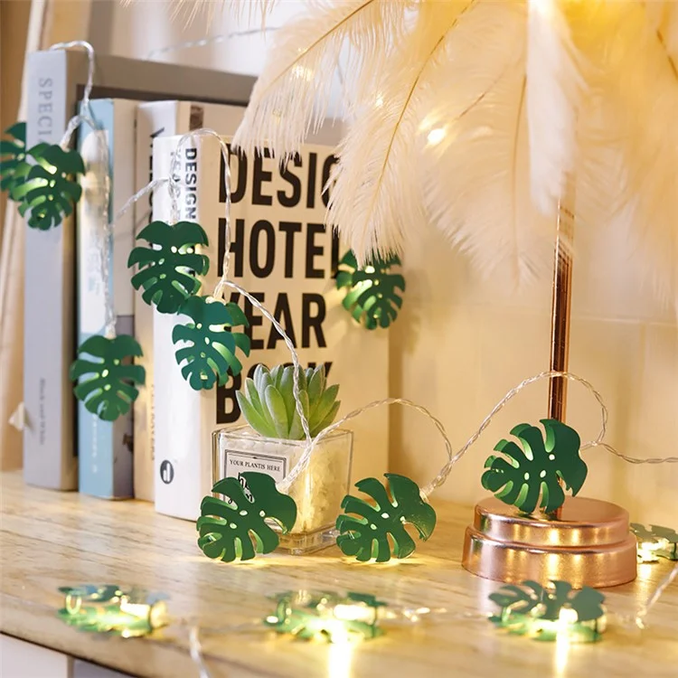 3m 20 Simulação Monstera Folhas de Casamento de Natal Led String Lumin Decoração de Festa Nórdica