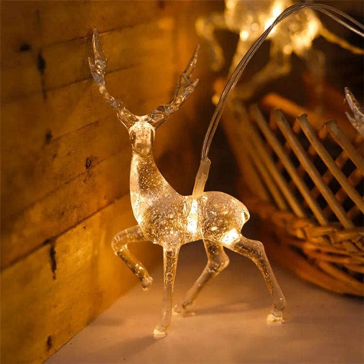 2m 10 LED Christmas Elk String Light Battery Faire le Décor de Vacances en Plein Air Intérieur