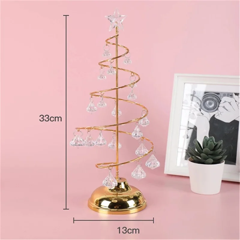Crystal LED Christmas Tree Light Xmas Decoration Table Lamp Copper Wire Night Light - Silver