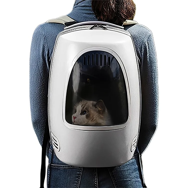 MOESTAR Cat Backpack Carrier Bag Pet Dog Carry Backpack Ventilate Transparent Capsule Backpack for Travel Hiking Outdoors Activities - White