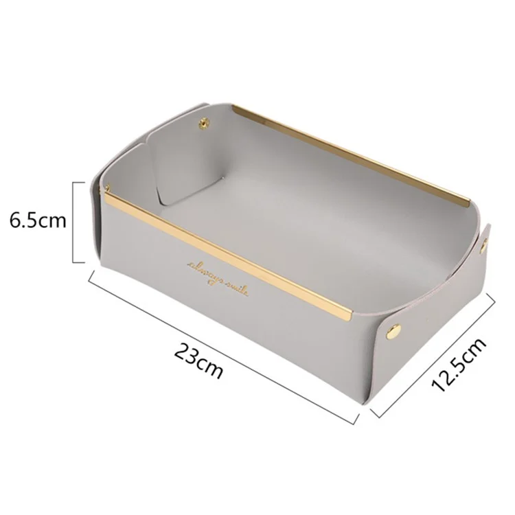 Plateau De Stockage En Cuir De Bureau Bijoux Organisateur Catchall Plateau Pour Porte-monnaie Clés Téléphone Portefeuille, Taille S - Gris Clair