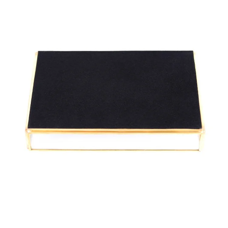 Nordic Style Glass Kupfer Rechteckige Aufbewahrungsschale Schmuckhalskette Organizer - Gold/Größe M