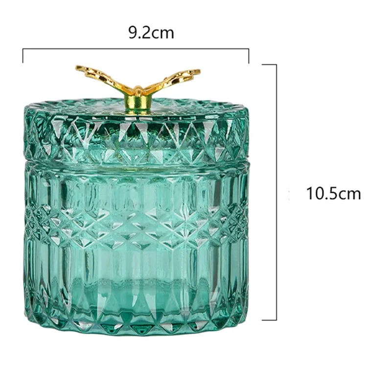 Crystal Candy Jar Jar Décoratif Bijoux Style Bijoux Verre Boîte De Rangement Mignon Candy Plat Avec Couvercle - Vert