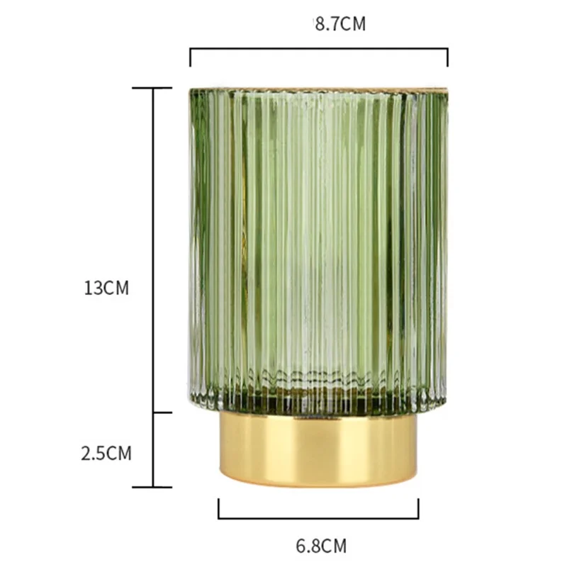 Thickened Glass Storage Bucket Pen Holder Storage Tank Cup Makeup Brush Bucket Desktop Organizer, Size L - Blackish Green