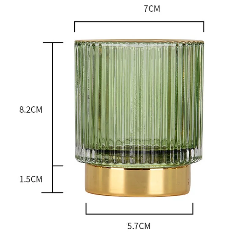 Multi-function Glass Storage Bucket with Golden Base Pen Holder Decoration Storage Tank Cup Makeup Brush Bucket Desktop Organizer, Size S - Blue