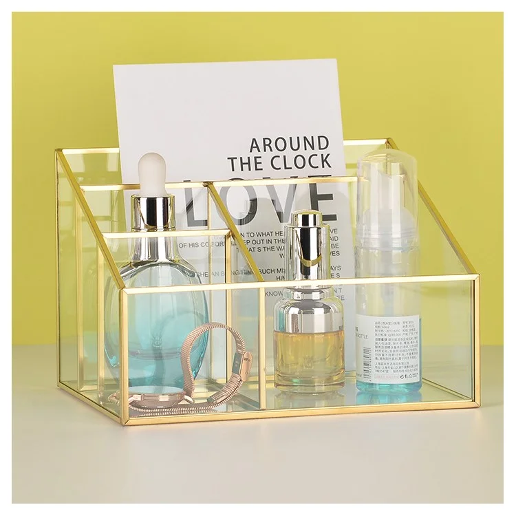 Schmuck-Make-up-Aufbewahrungsbox, Glas, transparent, multifunktional, Präsentationsbox, Heimdekoration
