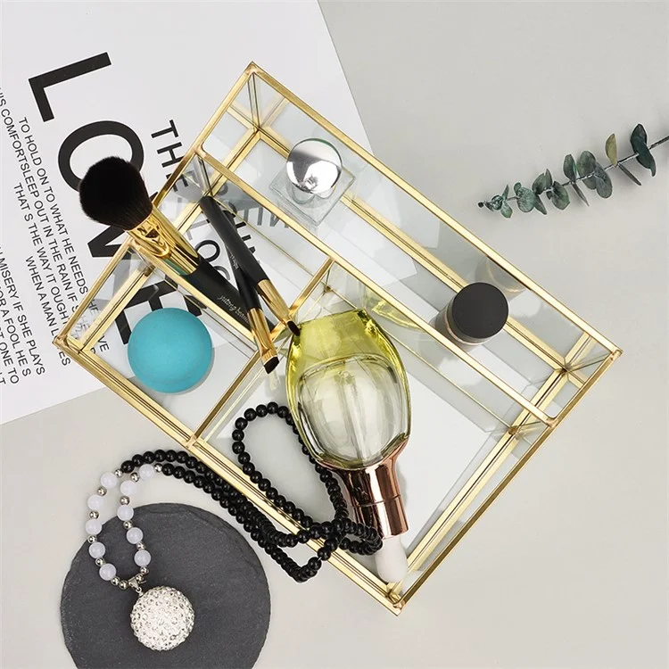 Schmuck-Make-up-Aufbewahrungsbox, Glas, transparent, multifunktional, Präsentationsbox, Heimdekoration