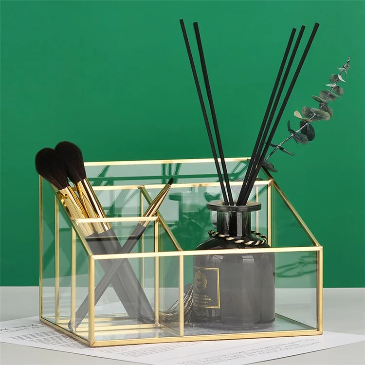 Schmuck-Make-up-Aufbewahrungsbox, Glas, transparent, multifunktional, Präsentationsbox, Heimdekoration