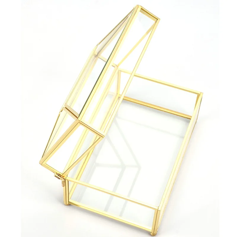 Creative Nordic Style Glass Tissue Box Decorative Golden Napkin Storage Box Decoration Facial Tissue Holder for Dresser Bathroom Bedroom Home Office - Transparent//Size: S