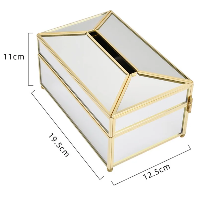 Tissue Box Decorative Golden Napkin Storage Box Decoration Facial Tissue Holder for Dresser Bathroom Bedroom Home Office - Mirror Surface//Size: S
