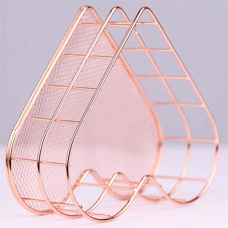 Panier De Rangement En Fer En Forme De Coeur Sundries De Stockage Basket De Rangement En Maille Creux Titulaire De Rangement Cosmétique - Or Rose