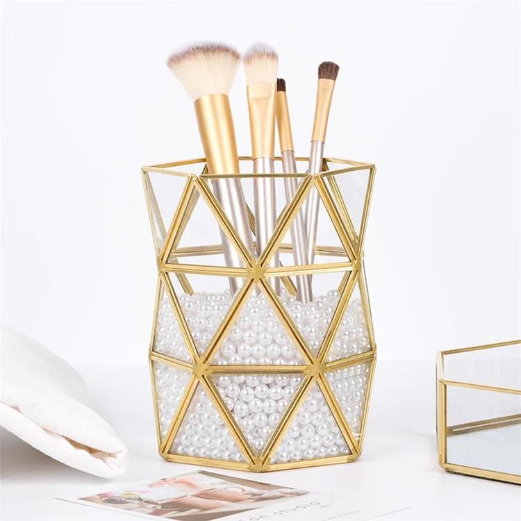 Porta -maquiagem Portador de Bronze Inseto de Vidro de Estilo Caneta Portador de Caneta Malha de Malha de Malha de Lápis Decoração de Cesto de Armazenamento Oco de Armazenamento Oco Home