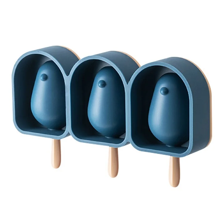 Molde de Silicona Reutilizable con Forma de Pájaro Bonito para Barras de Helado DIY con Tapa y Palo (sin Certificado FDA, Sin BPA) - Azul