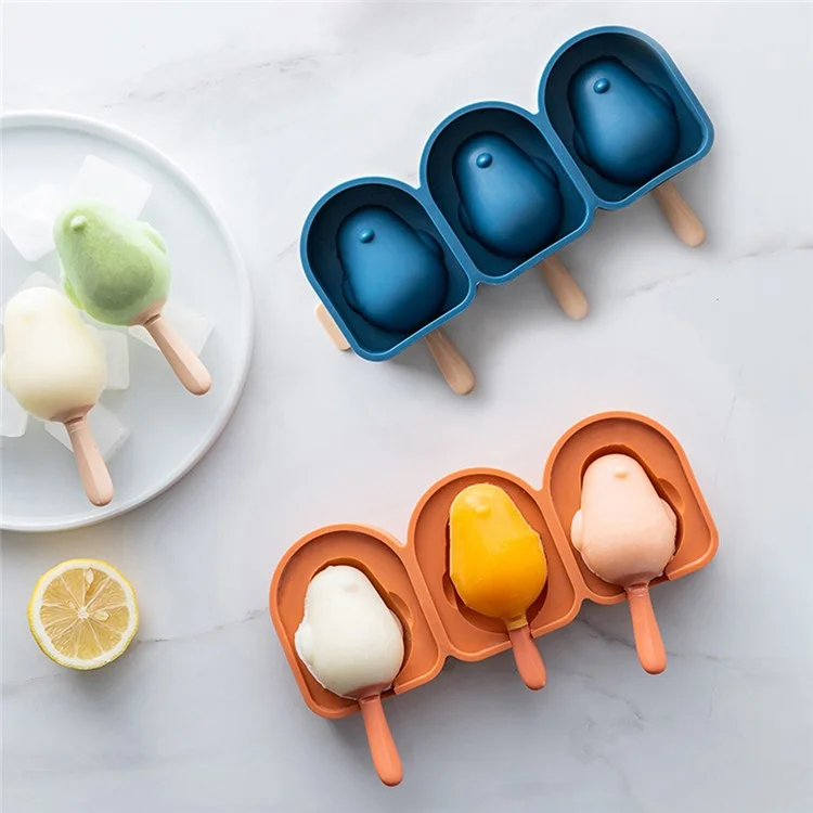 Molde de Silicona Reutilizable con Forma de Pájaro Bonito para Barras de Helado DIY con Tapa y Palo (sin Certificado FDA, Sin BPA) - Azul