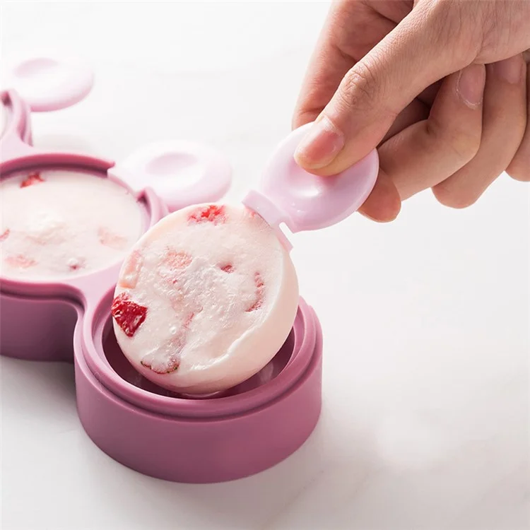 DIY Silicone Doughnut Shaped Ice Cream Mold Dessert Freezer Fruit Juice Milk Pop Ice Cube Mold with Sticks (without FDA Certificate, BPA Free) - Roxo