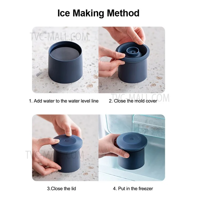 Réfrigérateur Rond À Glace Ronde Réfrigérateur À Glace À Glace Avec Couvercles De Cocktail De Whisky (sans BPA, Aucun Certificat FDA) - Bleu Foncé