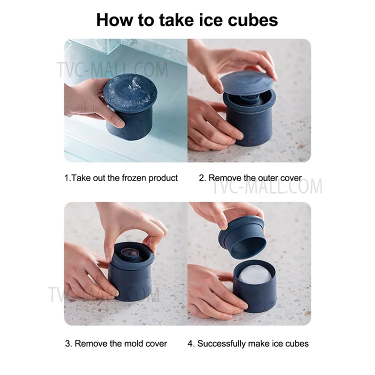 Réfrigérateur Rond À Glace Ronde Réfrigérateur À Glace À Glace Avec Couvercles De Cocktail De Whisky (sans BPA, Aucun Certificat FDA) - Bleu Foncé