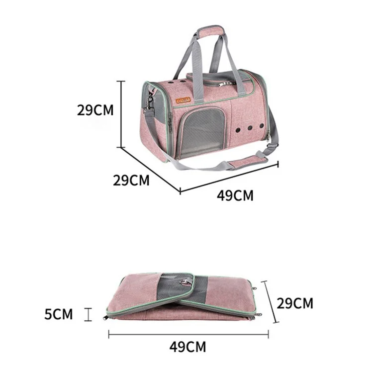 LDLC QS-056 Tragbarer Haustier Cross Lod Bag Dog Katze Atmungsfreie Schultern Bag Klappstierstierträger Hülle - Hell-pink