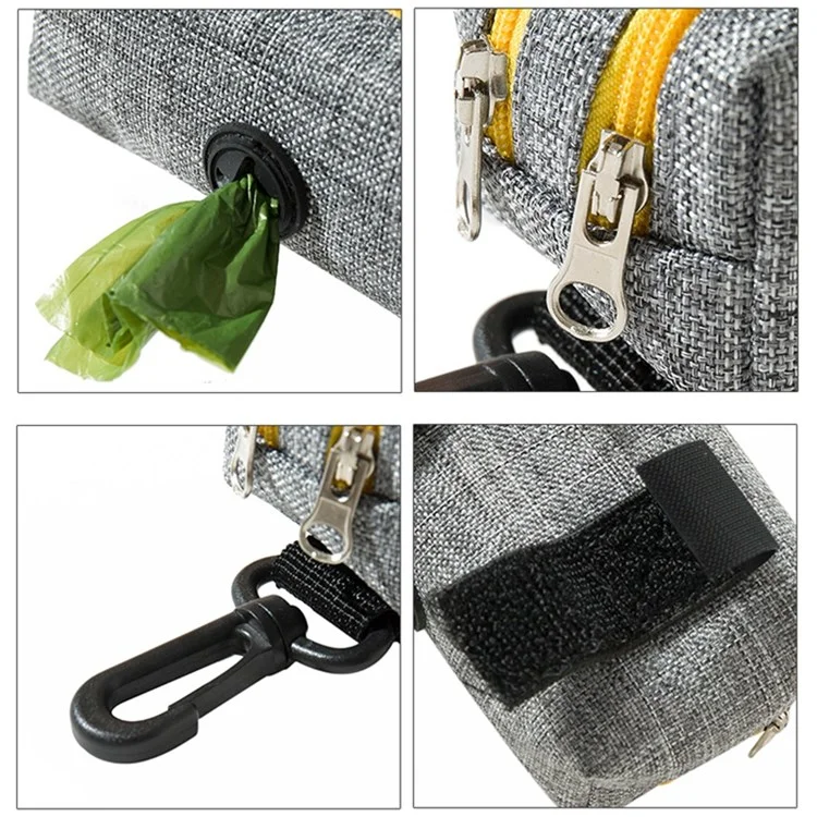 LDLC QS-080 Pet Waste Bag Dispenser Zippered Pouch Portable Dog Poop Bag Holder Leash Attachment, Double Zipper - Green