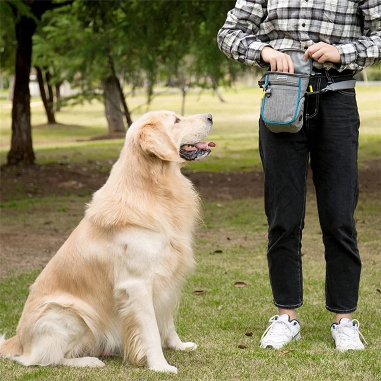 LDLC QS-095 Outdoor Walking Large Capacity Dog Treat Pouch Waterproof Pet Training Waist Bag - Light Grey