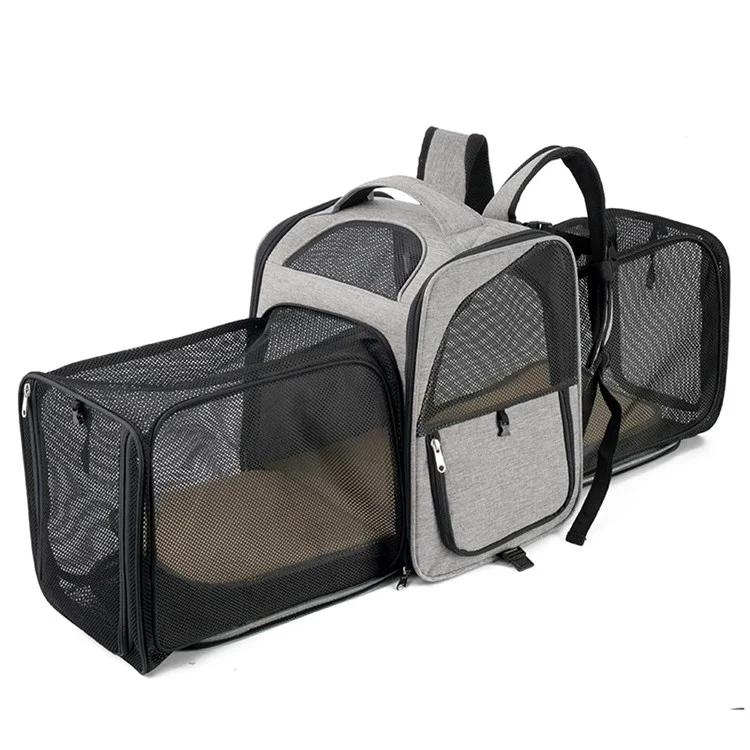 LDLC QS-099 Dual Side Expandable Atmable Mesh Design Pet Carrier Rucksack Hunde Katze Outdoor-tragetasche