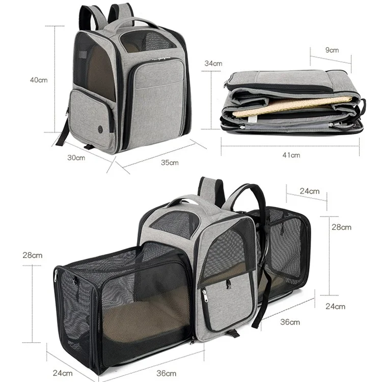 LDLC QS-099 Dual Side Expandable Breathable Mesh Design Pet Carrier Rucksack Hund Katze Outdoor Tragetasche