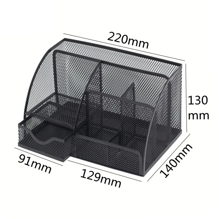 Note Paper Organizer and Pencil Holder Metal Mesh Drawer Organizer for Office Desk - Silver