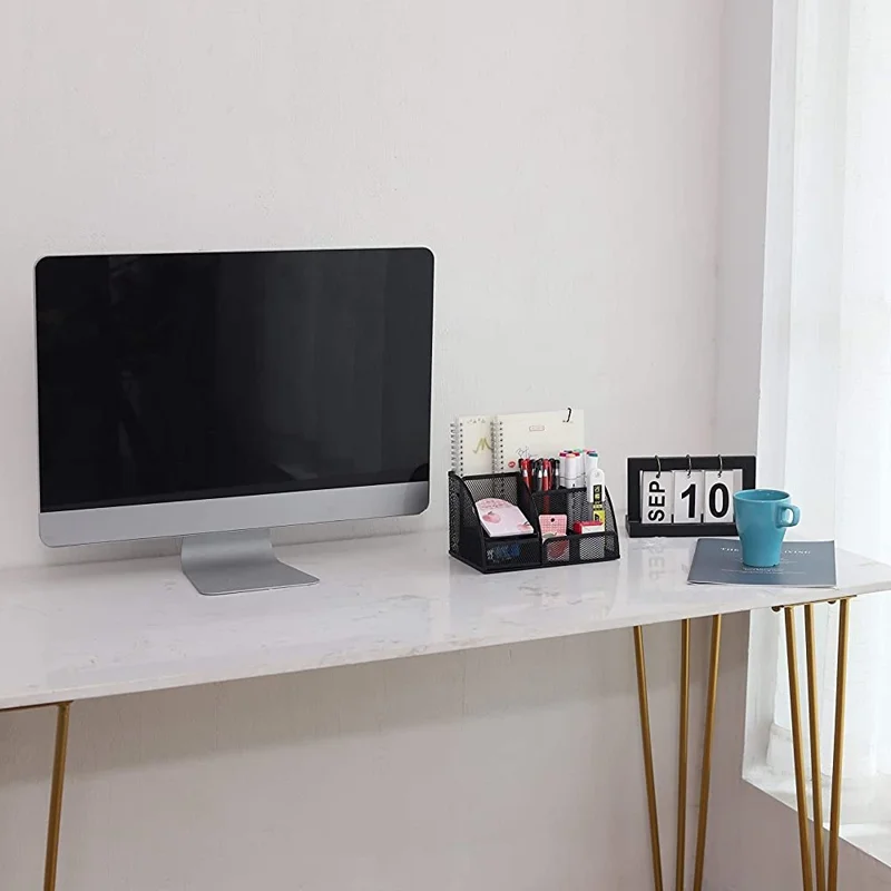 Note Paper Organizer and Pencil Holder Metal Mesh Drawer Organizer for Office Desk - Rose