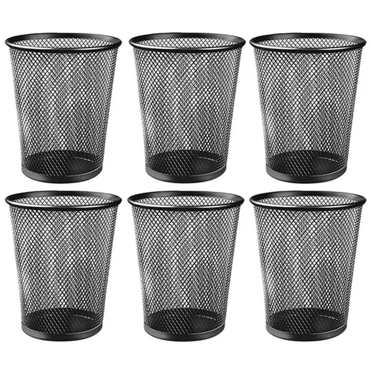 6pcs Size M Simple Style Mesh Pen Holder Pencil Thopent Office Forniture Organizzatore di Spazzole Per il Trucco da Scrivania. - Nero